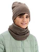 Комплект шапка и снуд из 100% шерсти мериносов Светло-коричневый