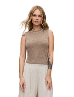 Топ трикотажный с кантом Бежевый меланж