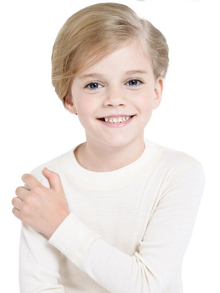 Термофутболка детская для девочек с длинным рукавом серии SOFT, цвет молочный, фото 4