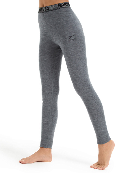 Термолеггинсы детские для девочек-подростков серии SOFT. Знак Woolmark, цвет серый меланж, фото 2