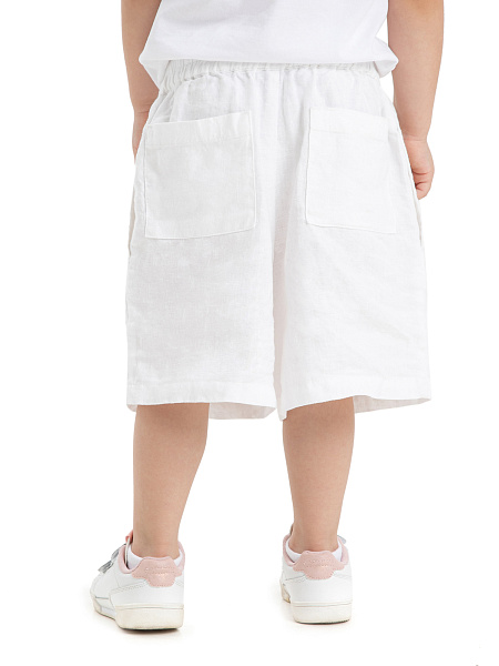 Шорты-бермуды из 100% льна для девочек, цвет белый, фото 4