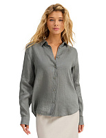 LINEN Рубашка женская slim Пыльно серо-зеленый