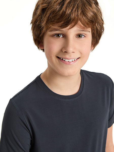 Футболка серии Bamboo для мальчика-подростка, цвет темно-серый, фото 3