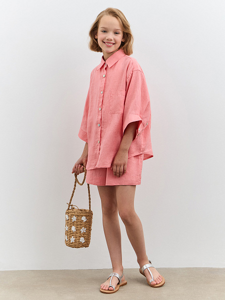 LINEN Рубашка для девочки, цвет светло-розовый, фото 5