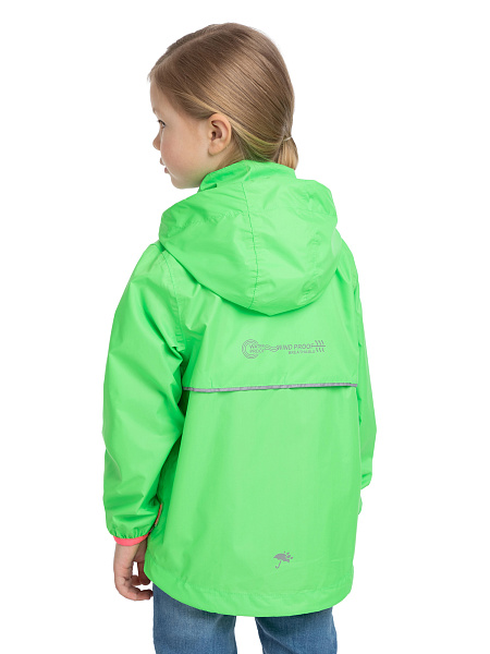 Ультралегкая куртка-ветровка для девочек из мембраны, цвет лайм неон, фото 6