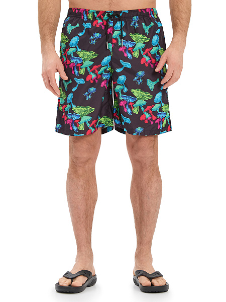 Swimwear Шорты мужские, цвет черный паттерн грибы, фото 2