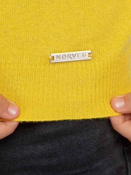 Свитер Cashmere детский для мальчика с высоким воротом, цвет желтый, фото 6