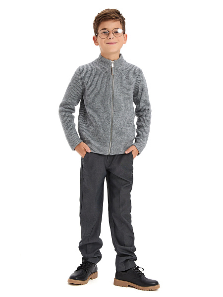 Кардиган шерстяной на молнии для мальчика, цвет пепельный меланж, фото 2