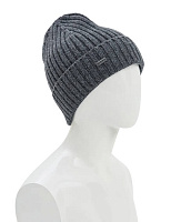 Шерстяная шапка  с отворотом детская Серый меланж