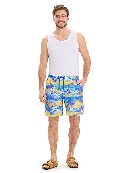 Swimwear Шорты мужские, цвет голубой паттерн медведи, фото 1