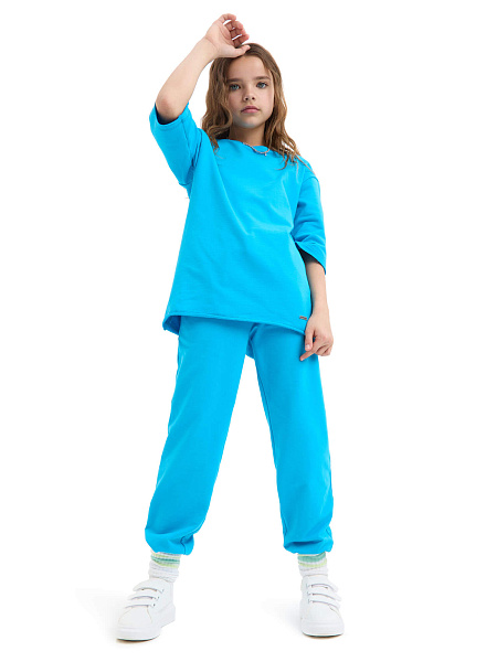 Брюки-джоггеры подростковые серии Cotton, цвет бирюзовый, фото 1