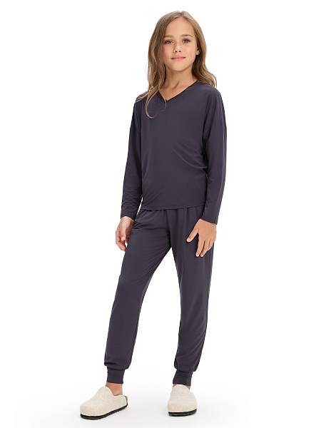 Лонгслив серии Bamboo для девочки, цвет темно-серый, фото 4
