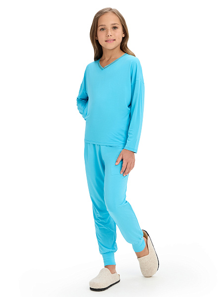 Лонгслив серии Bamboo для девочки, цвет бирюзовый, фото 5