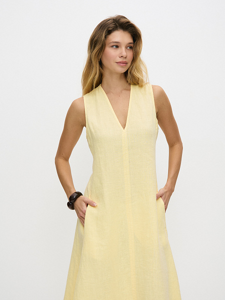 LINEN Платье женское, цвет ваниль, фото 2