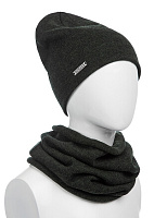 Комплект шапка и снуд из 100% шерсти мериносов для женщин Темно-болотный