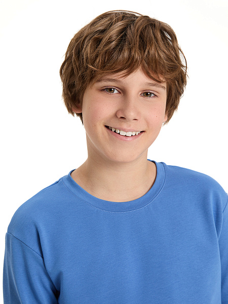 Лонгслив для подростков ORGANOMICA Cotton, цвет джинс, фото 3