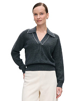 Merino Base Джемпер-поло женский с кантом Графитовый