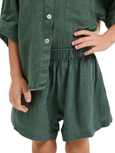 Шорты для девочки серии LINEN, цвет олива, фото 5