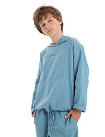Худи из 100% льна для мальчиков-подростков Голубой