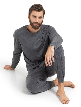 Термобелье костюм для сна и дома мужской из шерсти мериноса, цвет серый меланж, фото 1