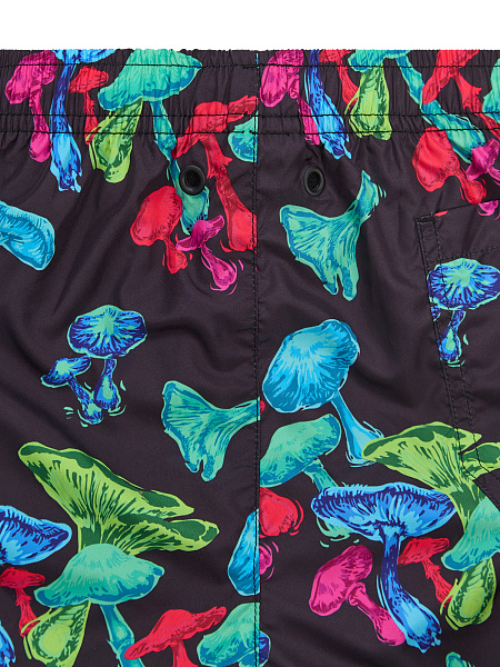 Swimwear Шорты мужские, цвет черный паттерн грибы, фото 6