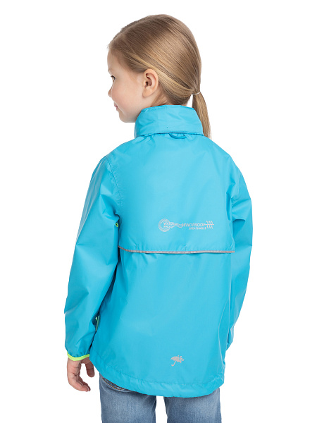 Ультралегкая куртка-ветровка для девочек из мембраны, цвет лайм неон, фото 5