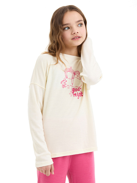 Пижама для девочки-подростка из шерсти мериносов, цвет розовый, фото 3