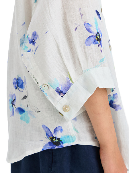 LINEN Рубашка для девочки, цвет белый, паттерн flowers, фото 5