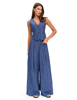 LINEN Брюки-палаццо женские Джинс-полоска белая