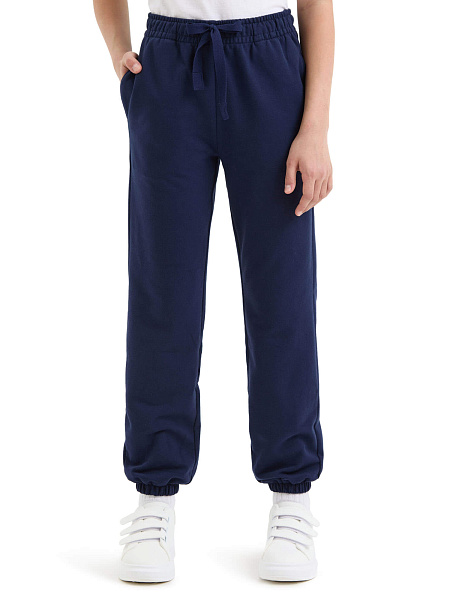 Брюки-джоггеры детские для мальчиков серии Cotton, цвет темно-синий, фото 2