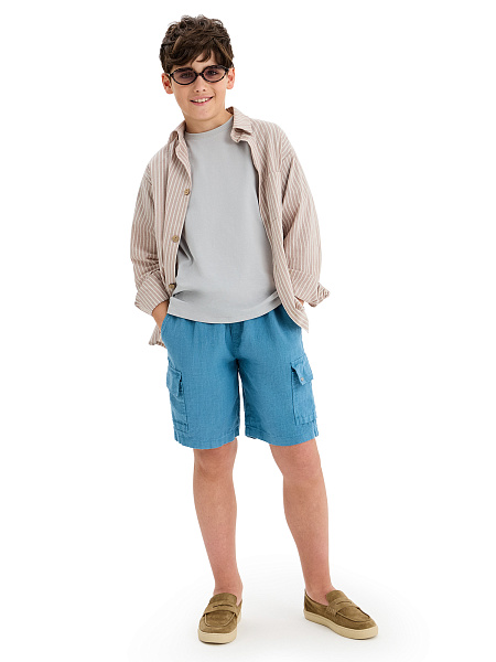 Шорты LINEN с карманами для мальчика, цвет голубой, фото 6