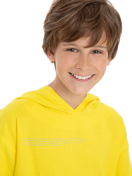 Худи из 100% льна для мальчиков-подростков, цвет желтый, фото 3