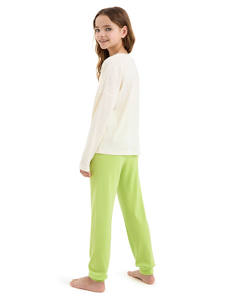 Пижама для девочки-подростка из шерсти мериносов, цвет салатовый, фото 5