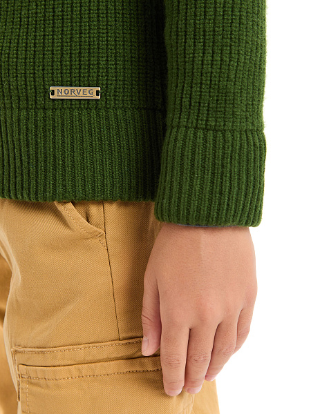 Кардиган шерстяной на молнии для мальчика, цвет олива, фото 5