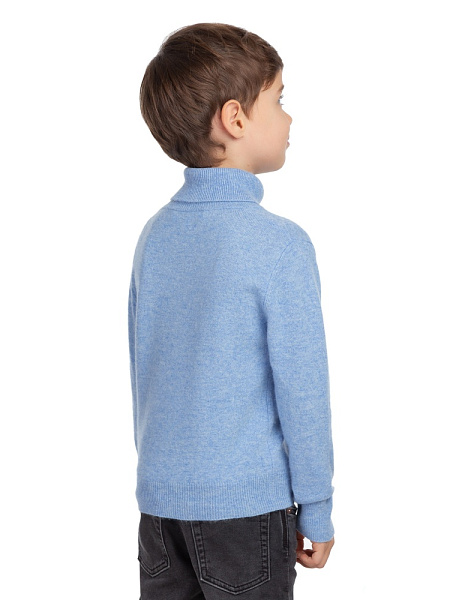 Свитер Cashmere детский для мальчика с высоким воротом, цвет голубой меланж, фото 4