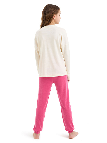 Пижама для девочки-подростка из шерсти мериносов, цвет розовый, фото 5