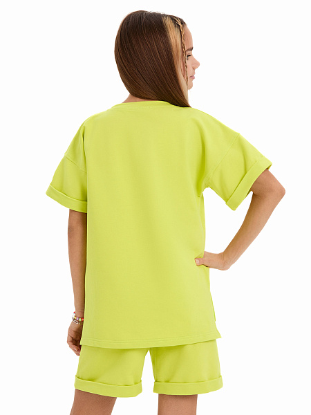 Футболка для девочки ORGANOMICA Cotton, цвет лайм, фото 4