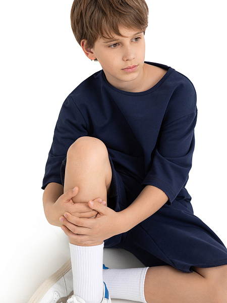 Футболка детская для мальчиков серии Cotton, цвет темно-синий, фото 5