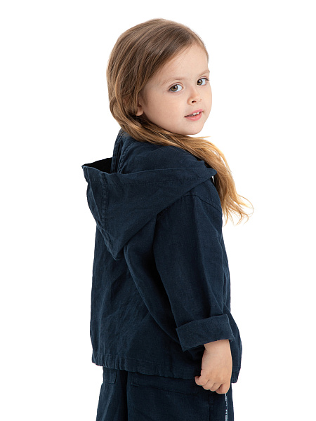 Худи из 100% льна для девочек, цвет темно-синий, фото 4