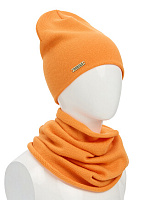 Комплект шапка и снуд из 100% шерсти мериносов для женщин Оранжевый