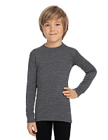 Термофутболка детская для мальчиков серии SOFT. Знак Woolmark Серый меланж