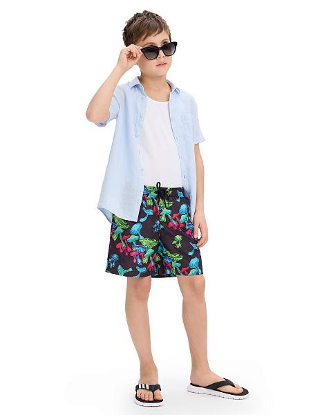 Шорты для мальчика Swimwear, цвет черный паттерн грибы, фото 5