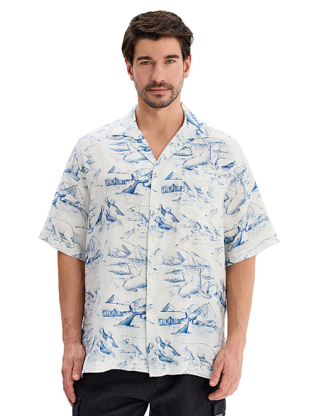 Мужская рубашка LINEN из умягченного льна, цвет паттерн arctic, фото 1