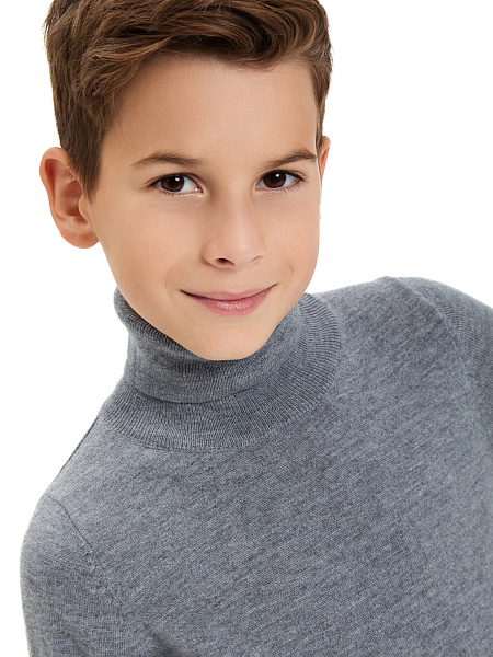 Свитер Cash Touch детский для мальчиков, цвет серый меланж, фото 4