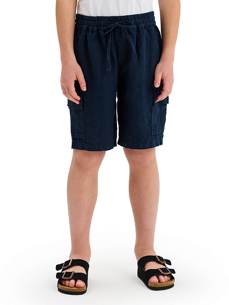 Шорты LINEN с карманами для мальчика, цвет темно-синий, фото 2