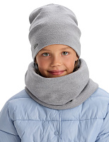 Комплект шапка и снуд из 100% шерсти мериносов для девочек Серый меланж