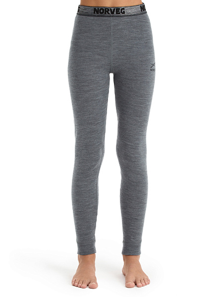 Термолеггинсы детские для девочек-подростков серии SOFT. Знак Woolmark, цвет серый меланж, фото 1