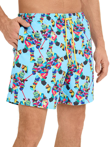 Шорты плавательные, цвет голубой пепельный, фото 5