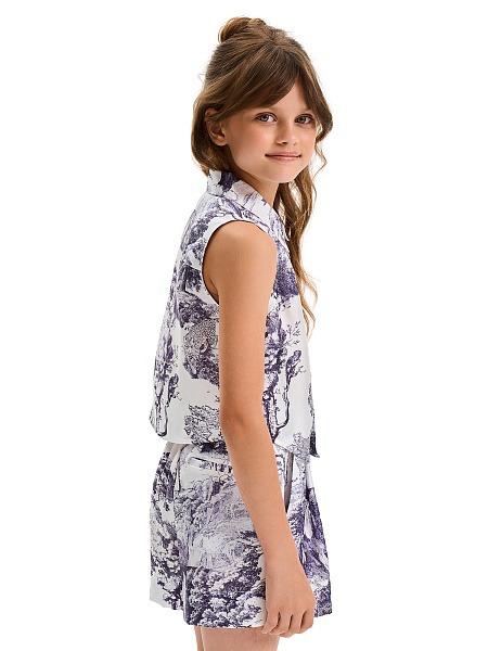 Шорты SILK для девочки с карманом, цвет принт светлый toile de jouy, фото 6