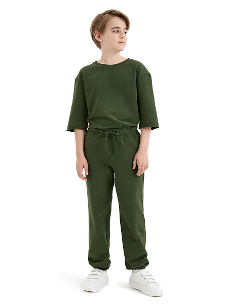 Брюки-джоггеры подростковые для мальчиков серии Cotton, цвет олива, фото 1